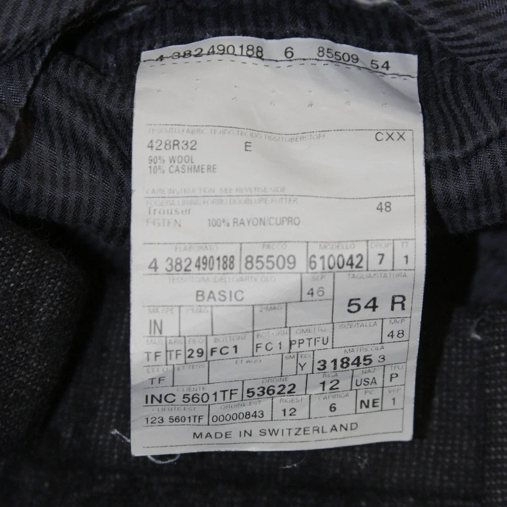 Tom Ford Wool Cashmere Trousers Mens 38 Charcoal Grey Dress Pants Made in Swiss‎